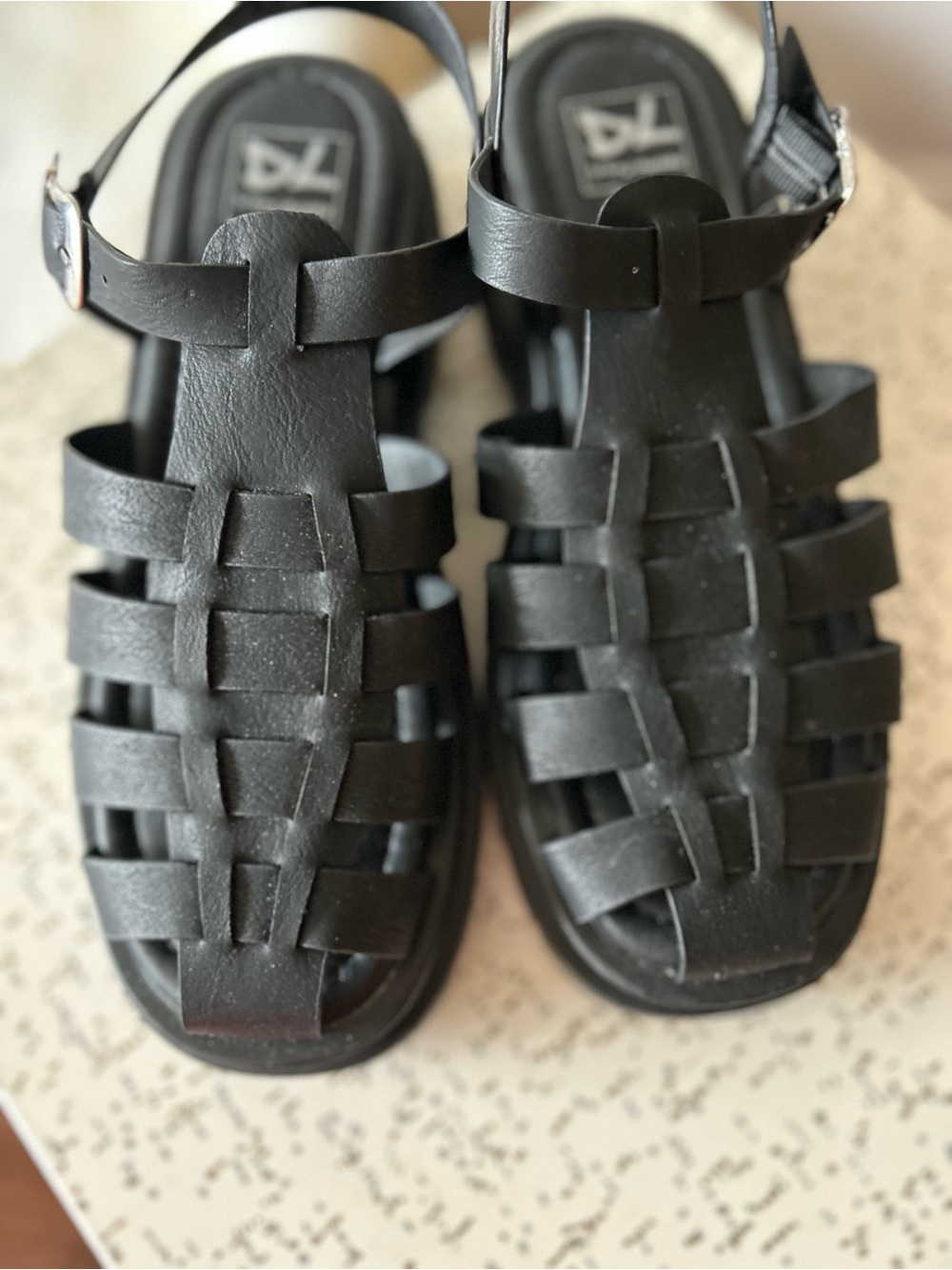 Dirty Laundry Black Woven Leather Sandals